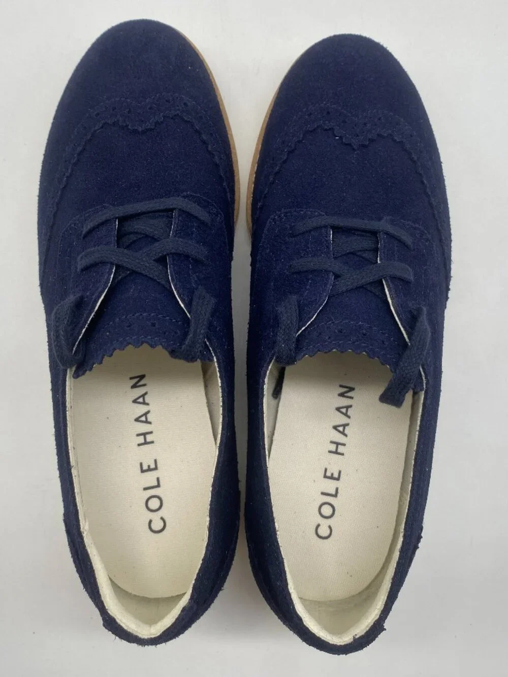 COLE HAAN GRAND CITY PLATFORM OXFORD NAVY SUEDE US WOMEN SIZE 6B